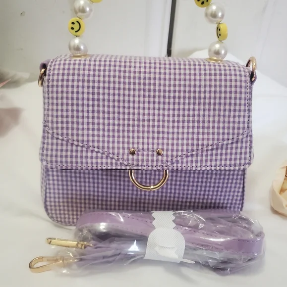 Women's Aerin Mini Satchel Bag - Lilac Gingham - Picture 5 of 7